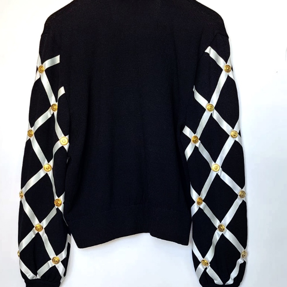 St Johns Long Sleeve Zip Black knit Jacket with Ribbon Detail - Picture 2 of 5